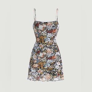 🍁✨ Women’s MOD Floral Print Lettuce Trim Cami Dress ✨🍁